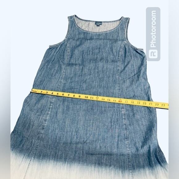 J. Jill Denim Dress Ombre Sleeveless with Pockets Blue White Womens Medium - Picture 6 of 12